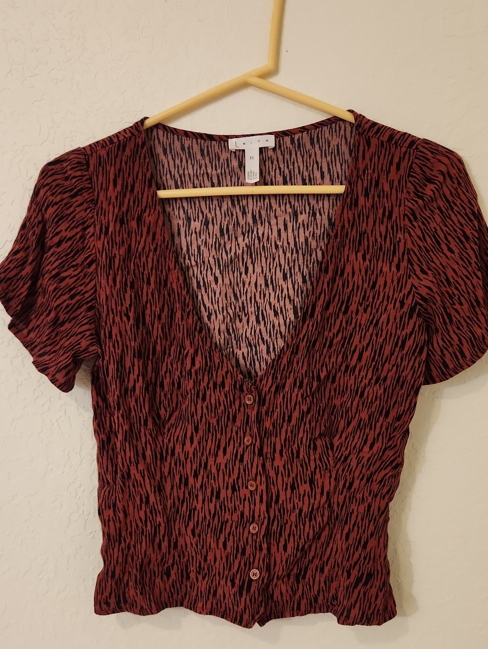 Leith Size Xs Animal Print Top